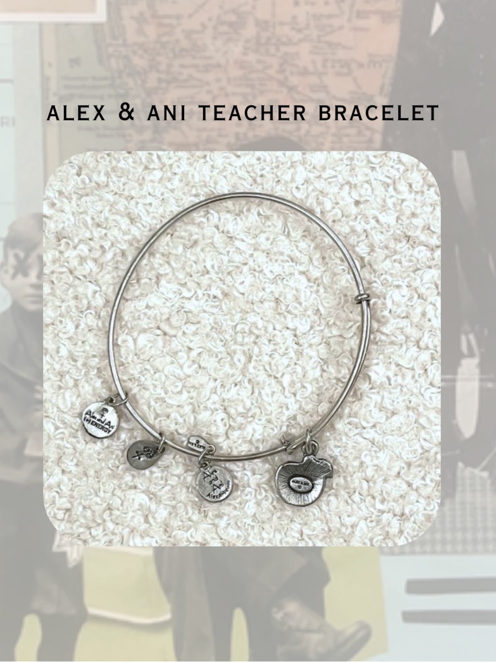 Alex & Ani Silver Apple Charm Bracelet for Teachers